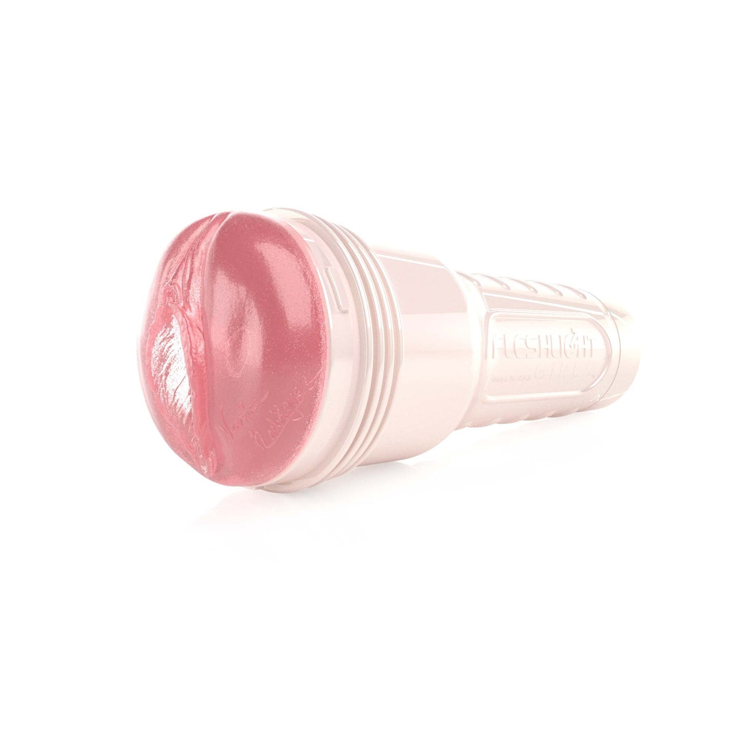 Veronica Rodriguez's Fleshlight in pearl case at an angle